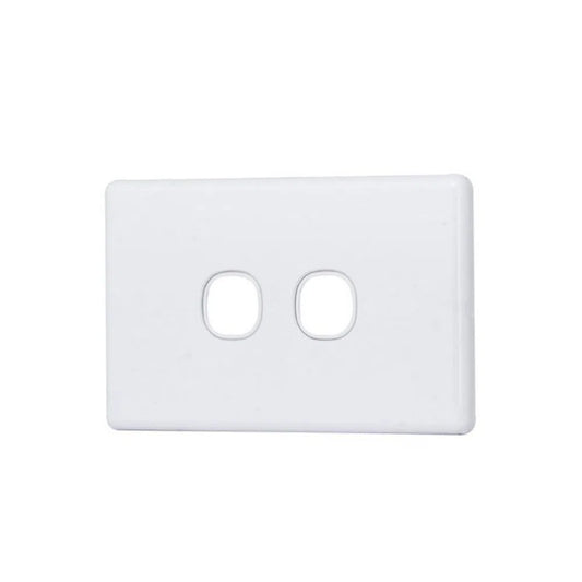 2 Gang Slimline Wall Plate, White Colour-Trantech Security-[SKU]-[Total Security Equipment]-[TSE]