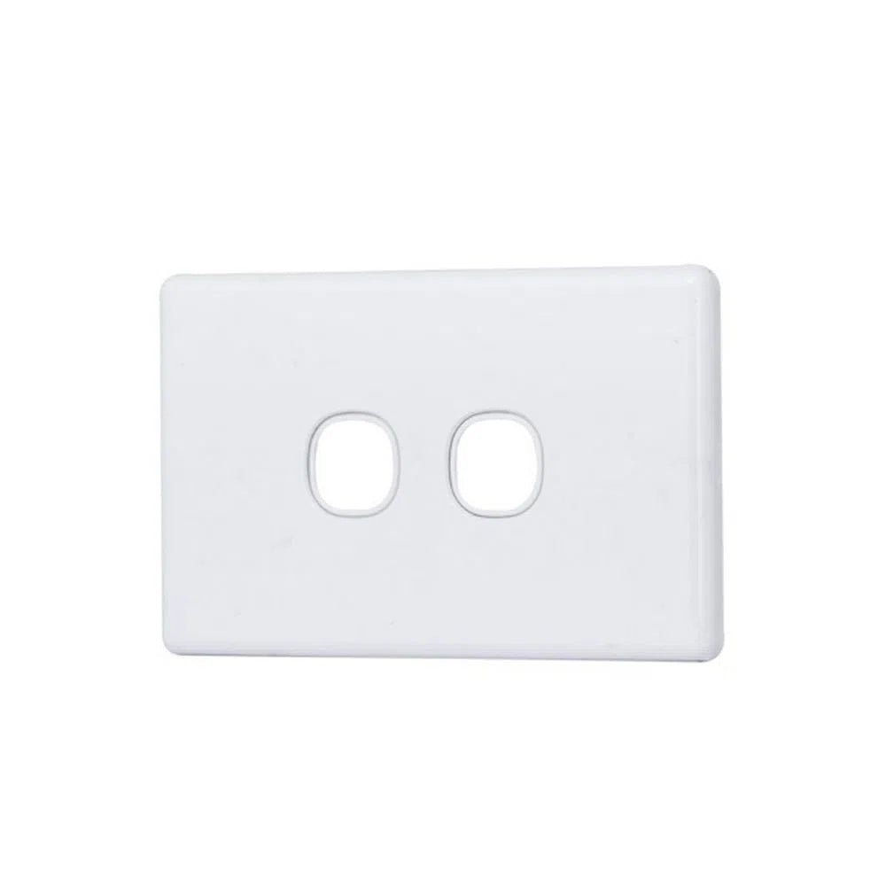 2 Gang Slimline Wall Plate, White Colour - Total Security Equipment