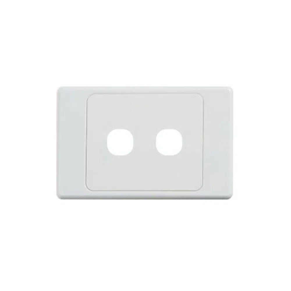 2 Gang Standard Wall Plate, White Colour - Total Security Equipment