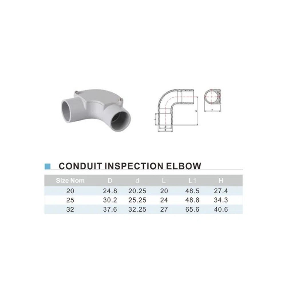 20mm Inspection Elbow PVC Conduit - Total Security Equipment