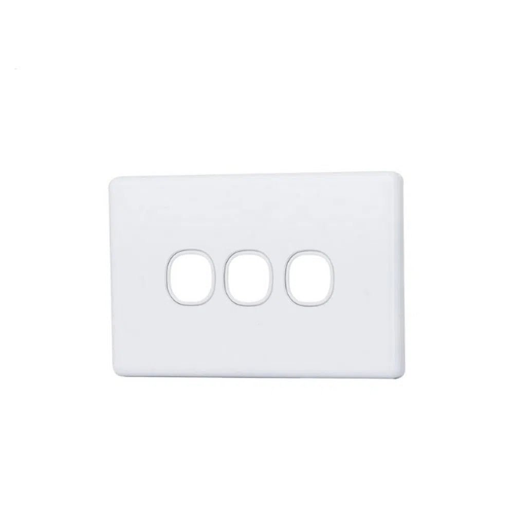 3 Gang Slimline Wall Plate, White Colour - Total Security Equipment