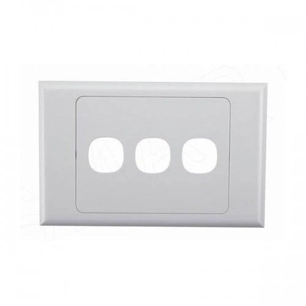 3 Gang Standard Wall Plate, White Colour - Total Security Equipment