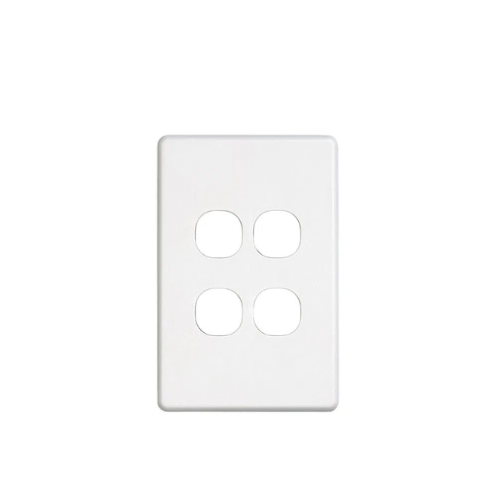 4 Gang Slimline Wall Plate, White Colour - Total Security Equipment