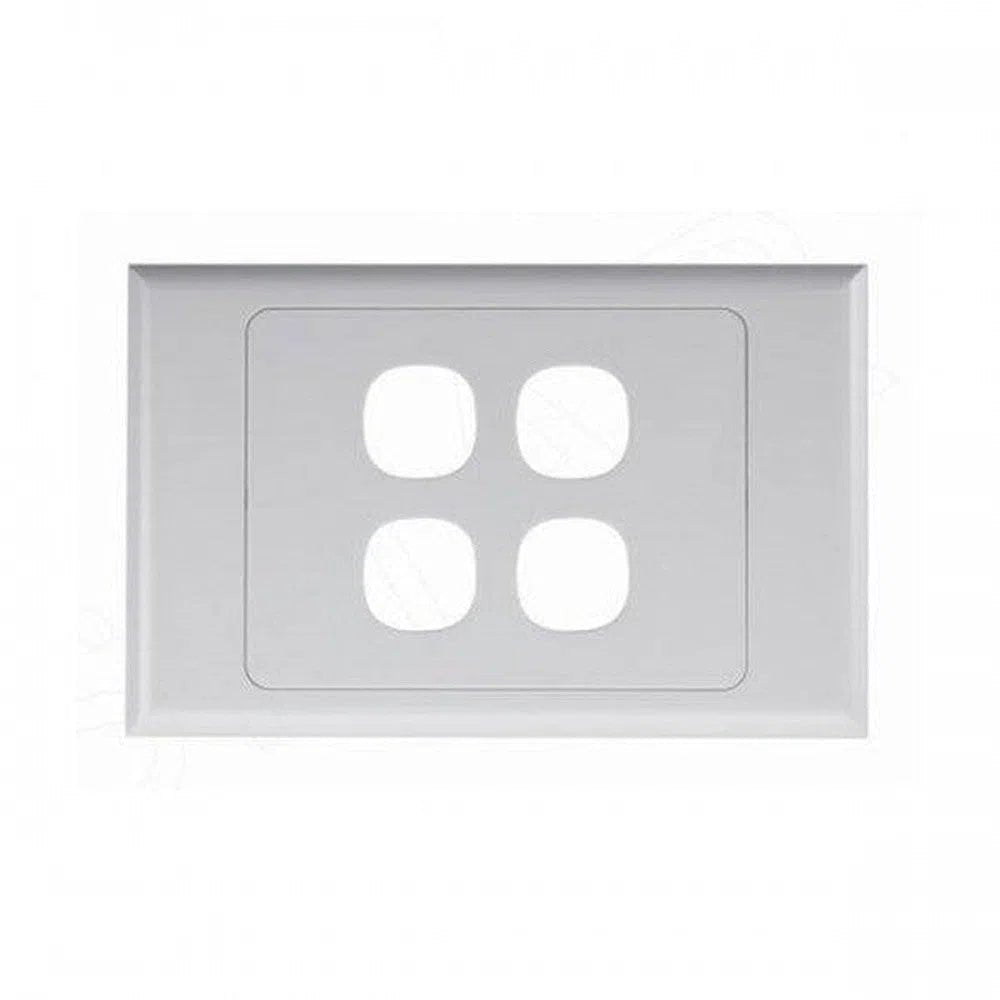 4 Gang Standard Wall Plate, White Colour - Total Security Equipment