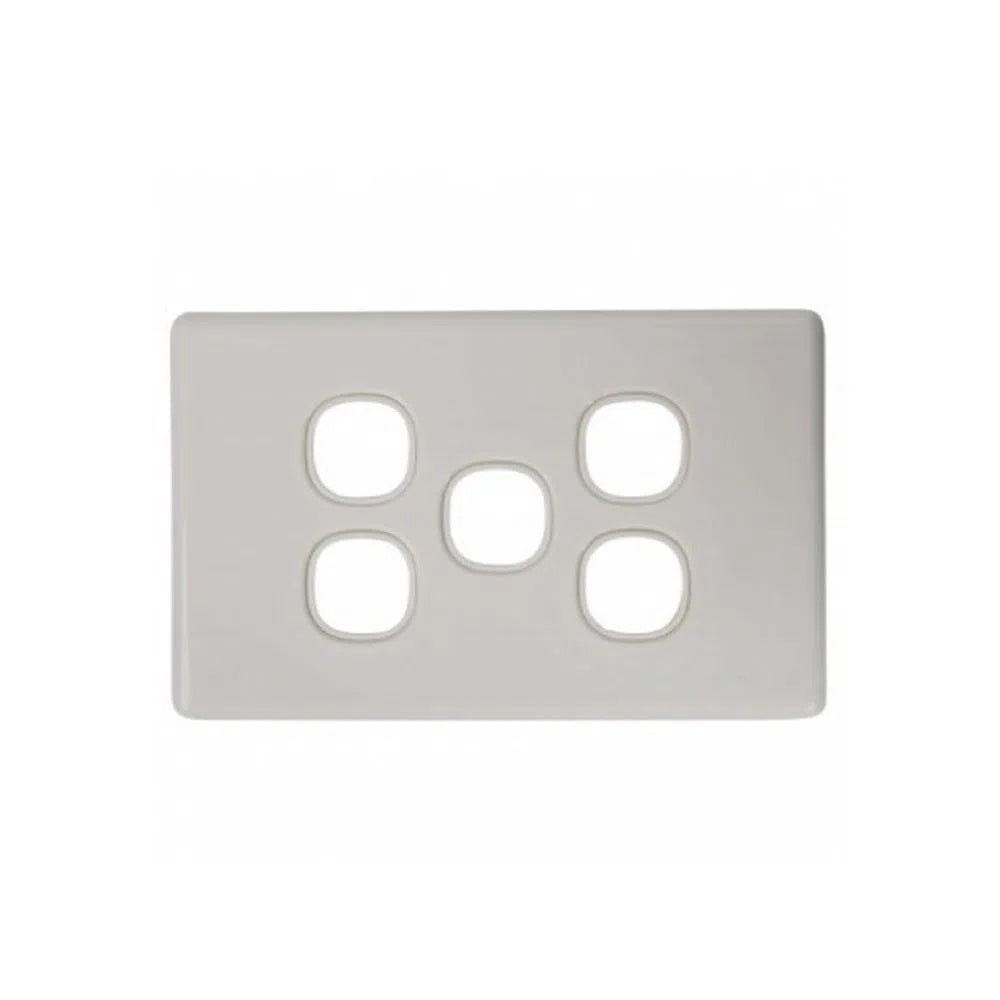 5 Gang Slimline Wall Plate, White Colour - Total Security Equipment