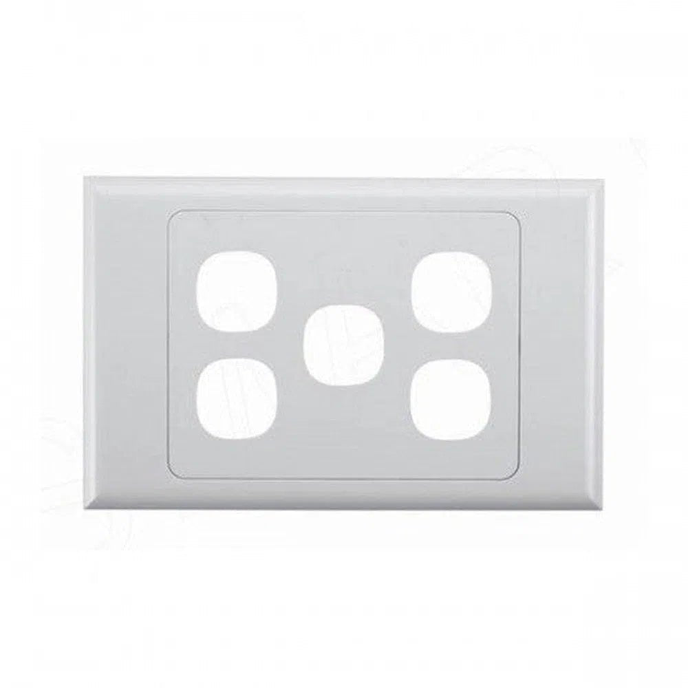 5 Gang Standard Wall Plate, White Colour - Total Security Equipment