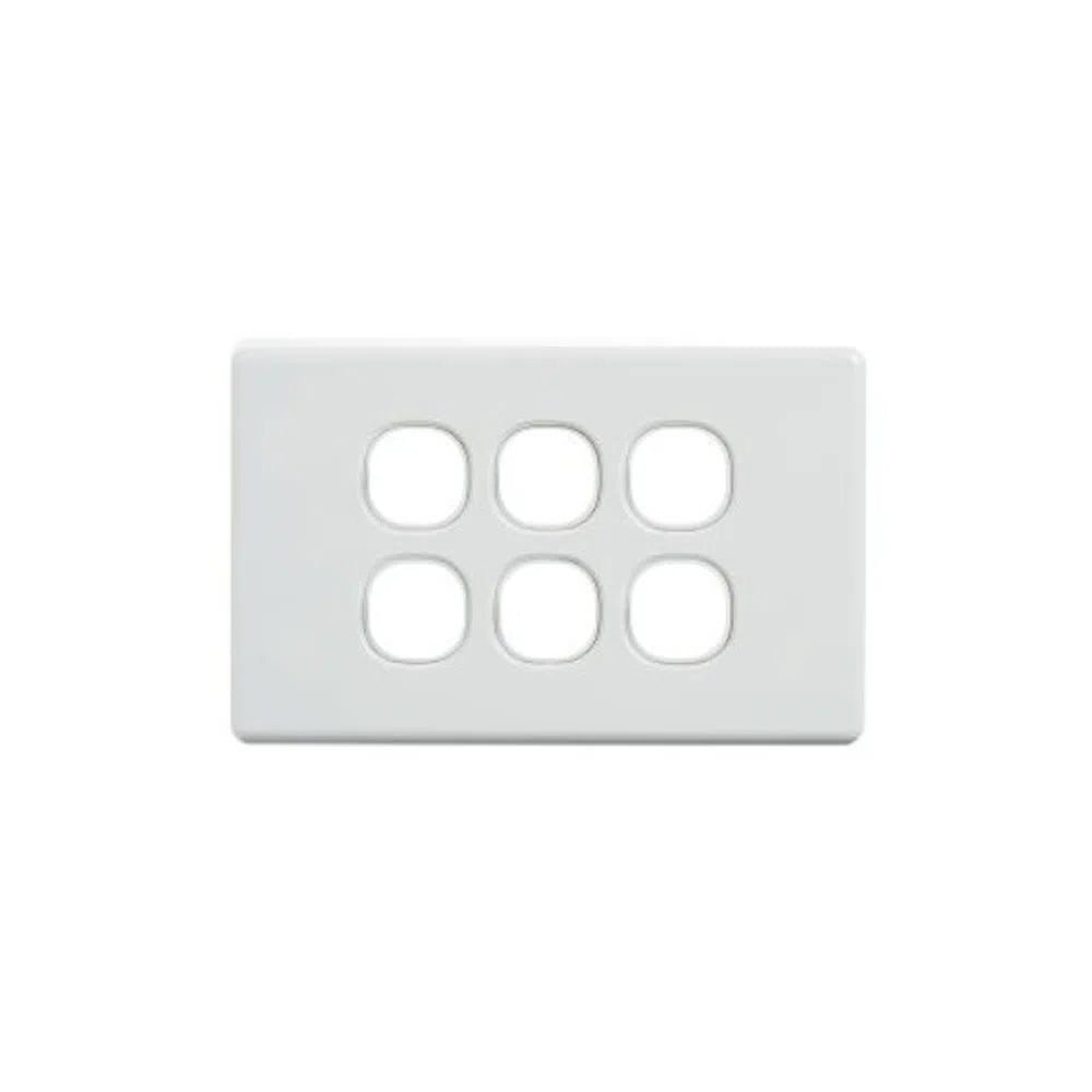 6 Gang Slimline Wall Plate, White Colour - Total Security Equipment