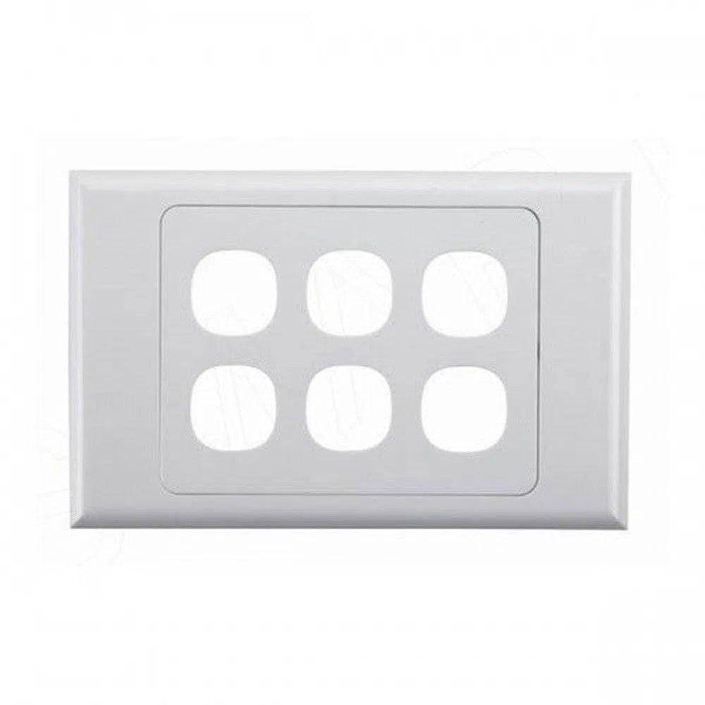 6 Gang Standard Wall Plate, White Colour - Total Security Equipment