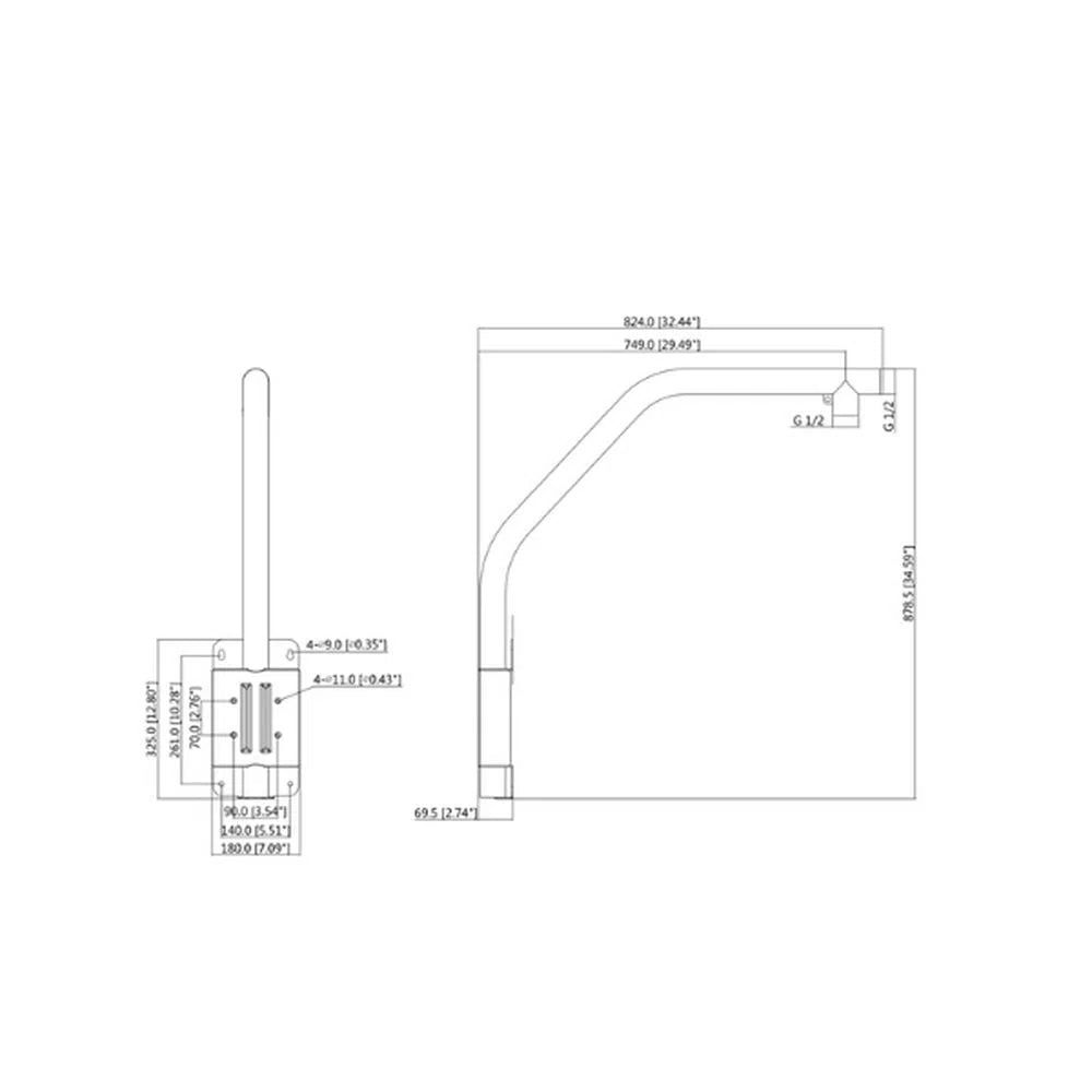 Parapet Mount Extension Bracket - PFB303S-Trantech Security-[SKU]-[Total Security Equipment]-[TSE]