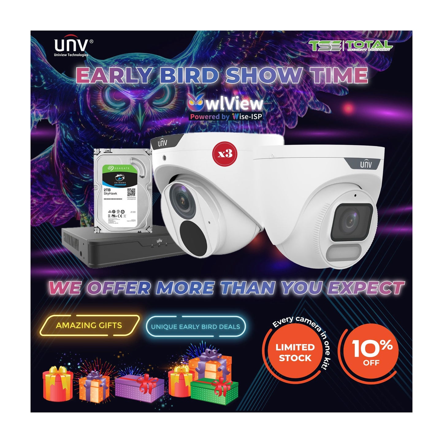 UNV PRIME and EASY Security Camera 6MP 8 Channels NVR 2TB HDD Complete Kit