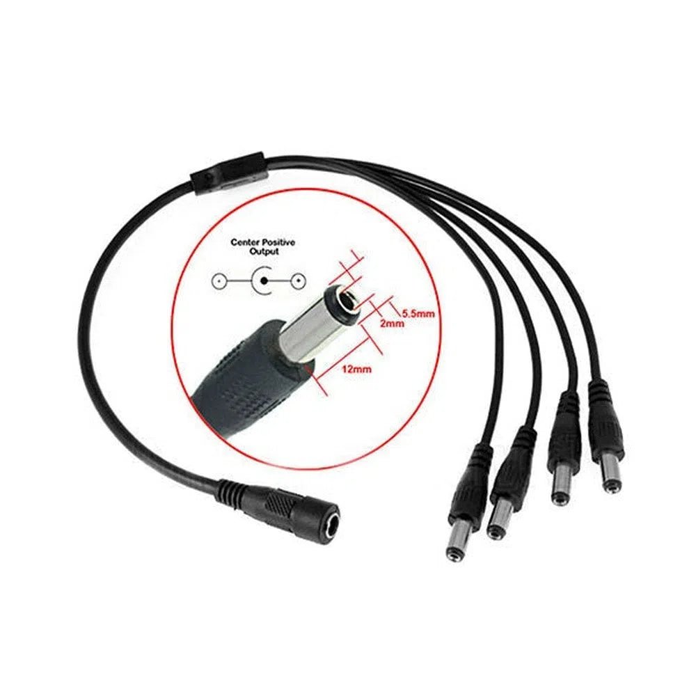 CCTV 4 - Way AC DC Power Splitter Cable - Total Security Equipment