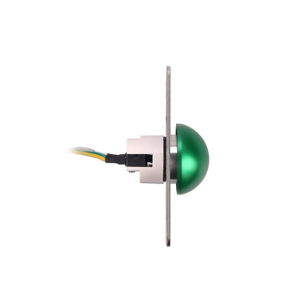 Exit Button Mushroom Slim Stainless Steel, Green, Rectangle - EB - 818A - Total Security Equipment