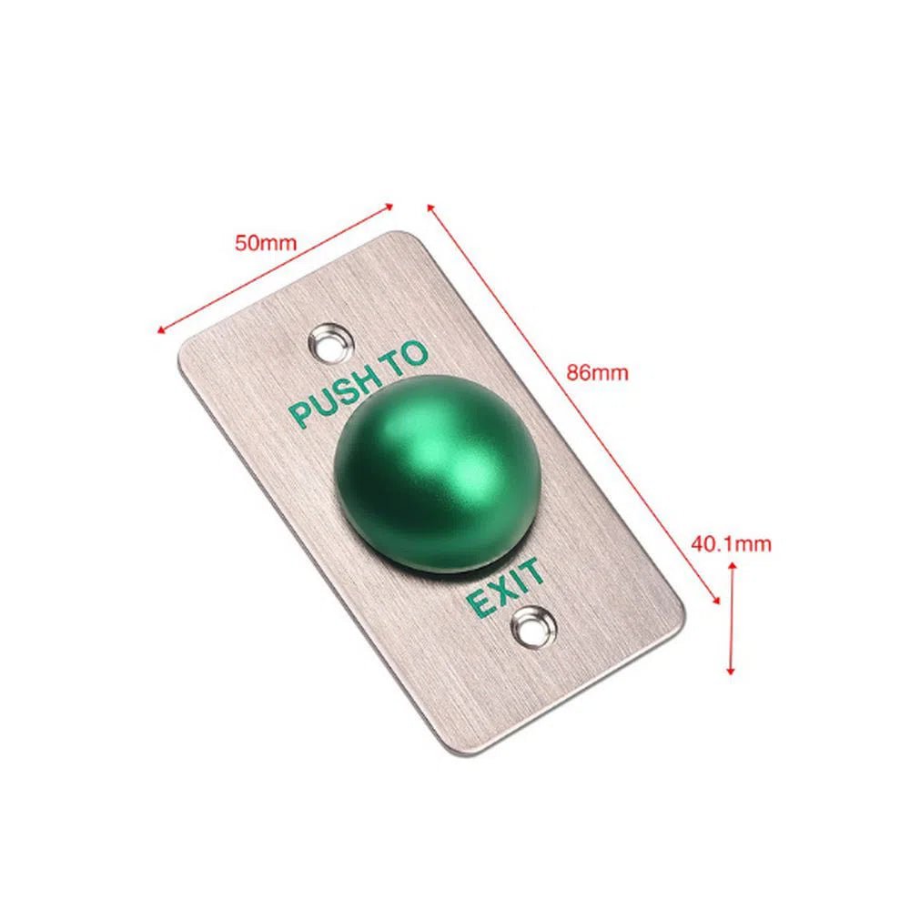 Exit Button Mushroom Slim Stainless Steel, Green, Rectangle - EB - 818A - Total Security Equipment