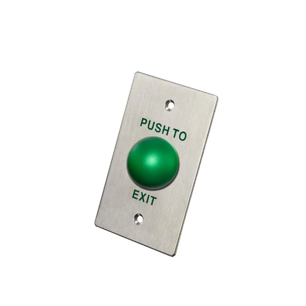 Exit Button Mushroom Wide Stainless Steel, Green, Rectangle - EB - 818C - Total Security Equipment