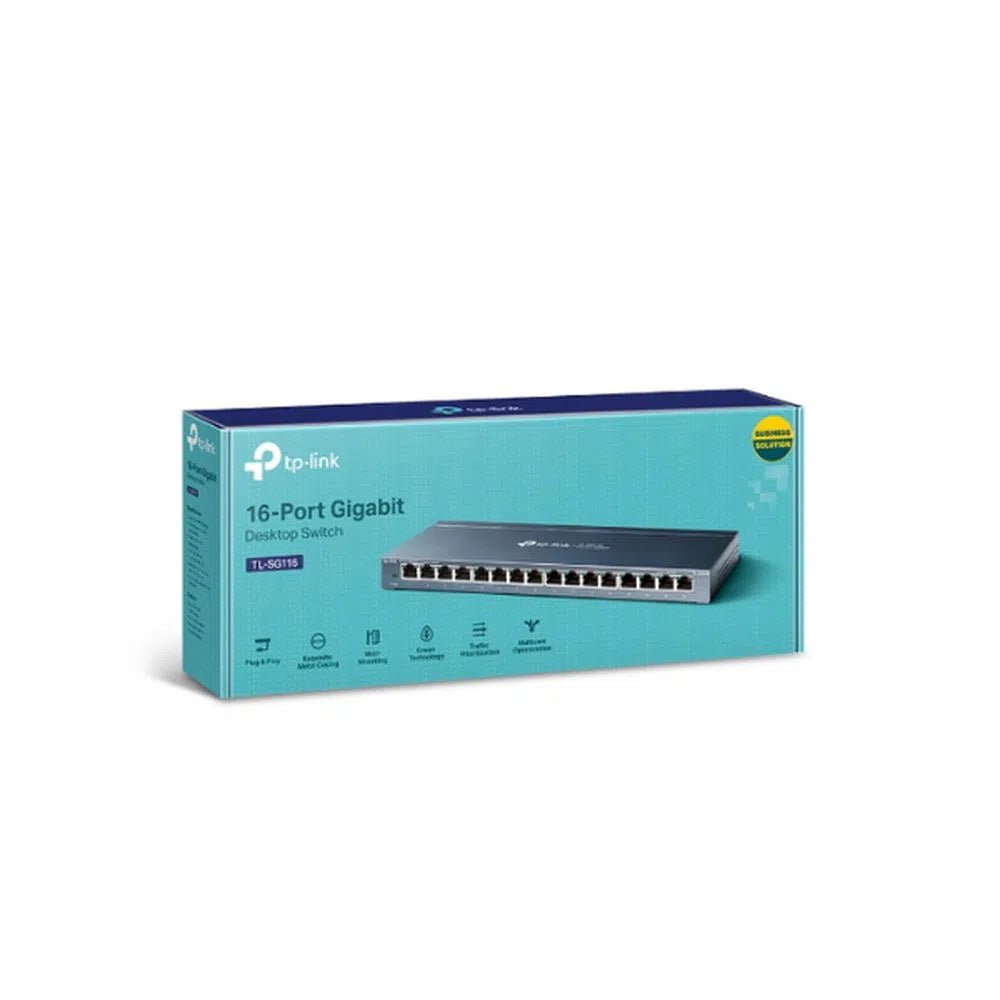 TP - Link 16 - Port Gigabit Desktop Switch - TL - SG116E - Total Security Equipment