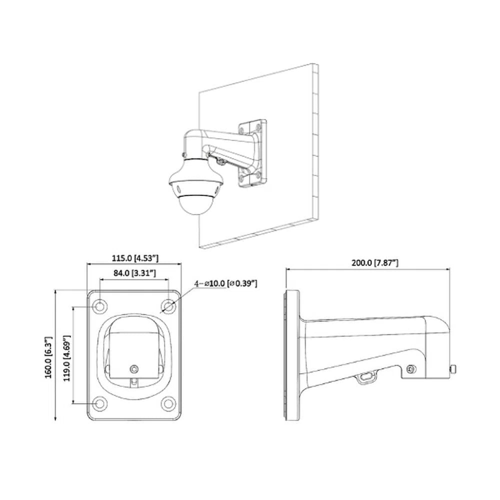 Wall Mount Bracket, White Colour - PFB305W - Total Security Equipment