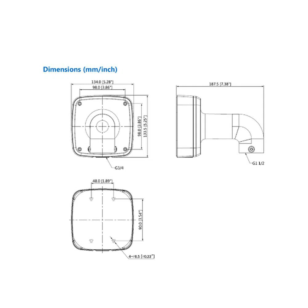 Wall Mount Bracket With IP66 Junction Box - PFB302S - Total Security Equipment